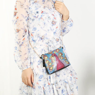 DIY Floral Skull Butterfly Diamond Art Painting Purse Tassel Crossbody Bag