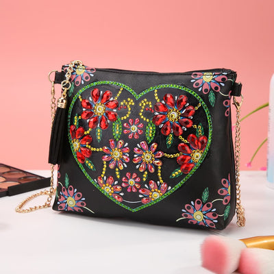 DIY Floral Skull Butterfly Diamond Art Painting Purse Tassel Crossbody Bag