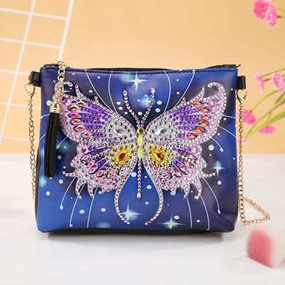DIY Floral Skull Butterfly Diamond Art Painting Purse Tassel Crossbody Bag