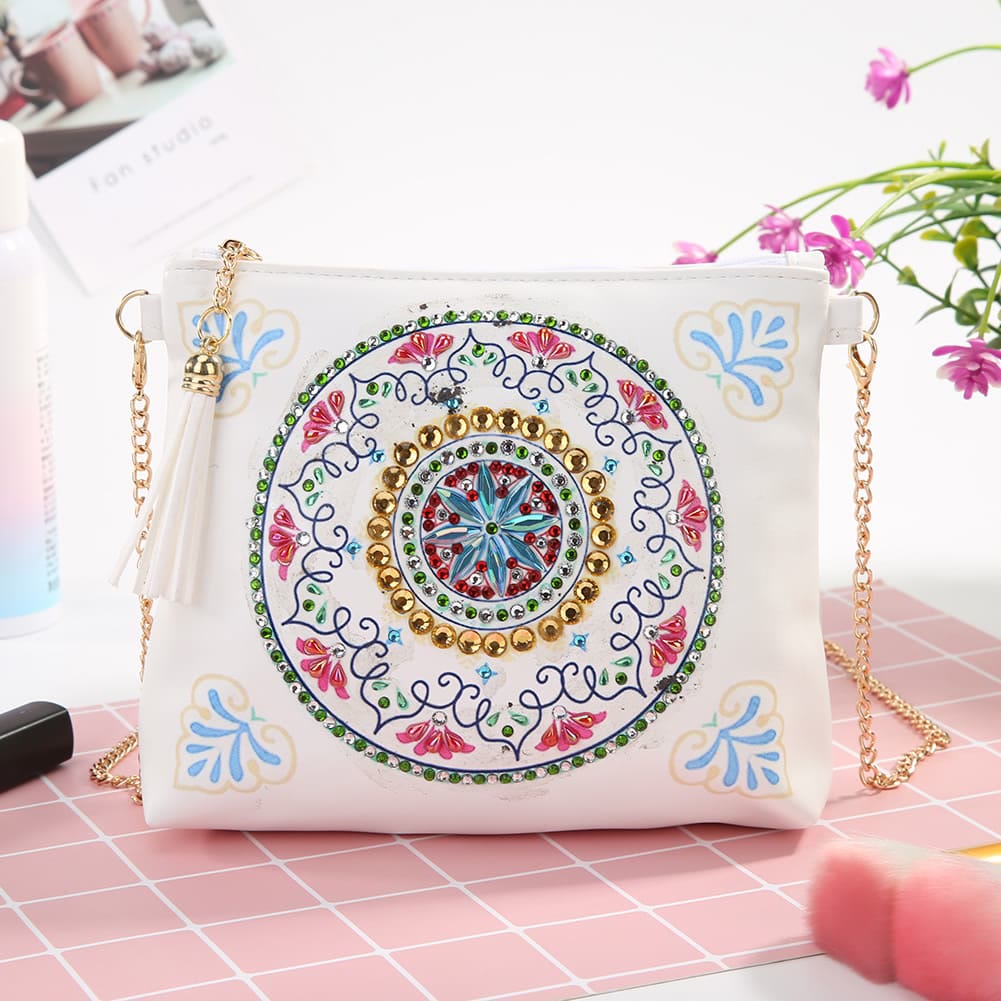 DIY Floral Skull Butterfly Diamond Art Painting Purse Tassel Crossbody Bag