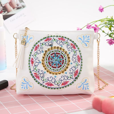 DIY Floral Skull Butterfly Diamond Art Painting Purse Tassel Crossbody Bag