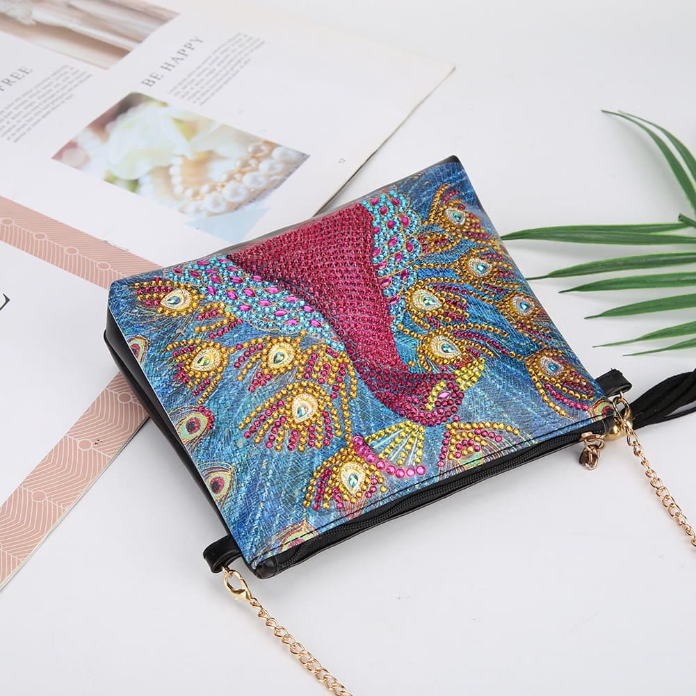 DIY Floral Skull Butterfly Diamond Art Painting Purse Tassel Crossbody Bag