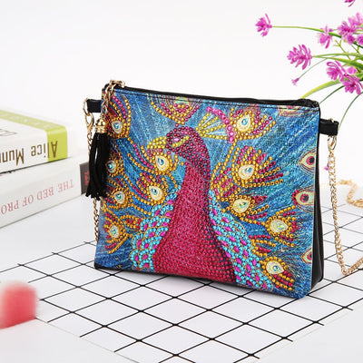 DIY Floral Skull Butterfly Diamond Art Painting Purse Tassel Crossbody Bag