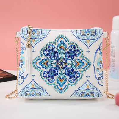 DIY Floral Skull Butterfly Diamond Art Painting Purse Tassel Crossbody Bag