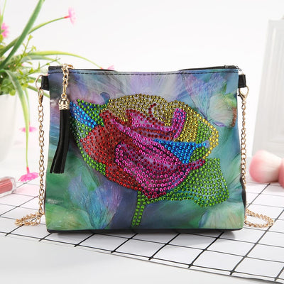 DIY Floral Skull Butterfly Diamond Art Painting Purse Tassel Crossbody Bag