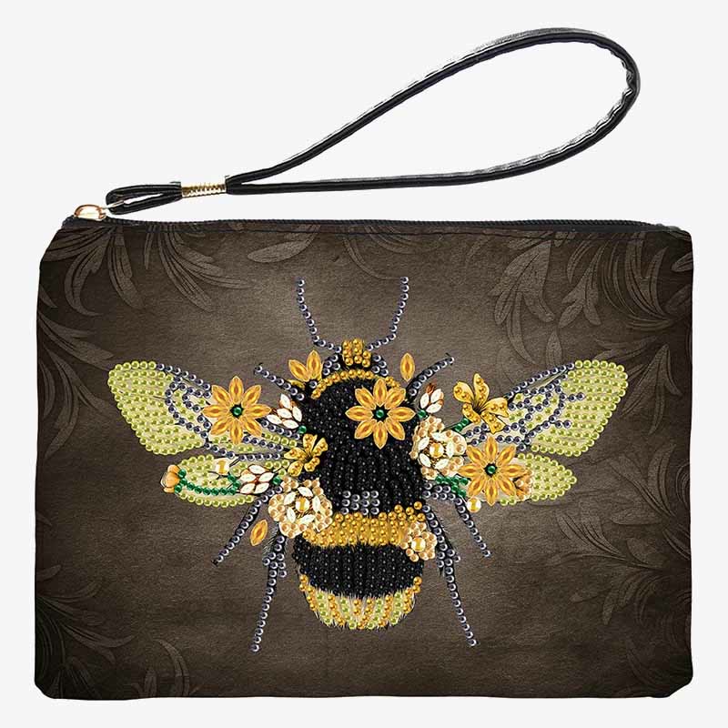 Diamond Coin Purse Zip Wallet DIY Bee Floral Diamond Wristlet Bag