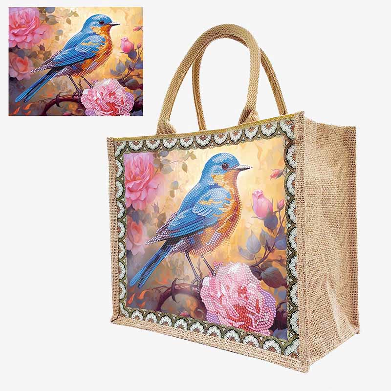 Large Capacity Bird Painting Tote Dot Diamond Art Painting Handbag