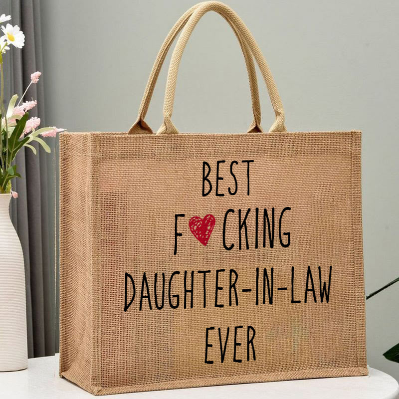 Best Daughter-In-Law Ever Custom Burlap Tote Bags Gift for Mother-In-Law