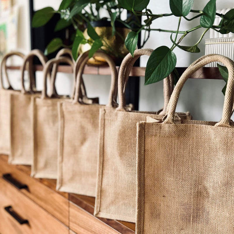 Burlap Bag Tote for Daughter-in-law Large Reusable Jutes Bags with Canvas Handles