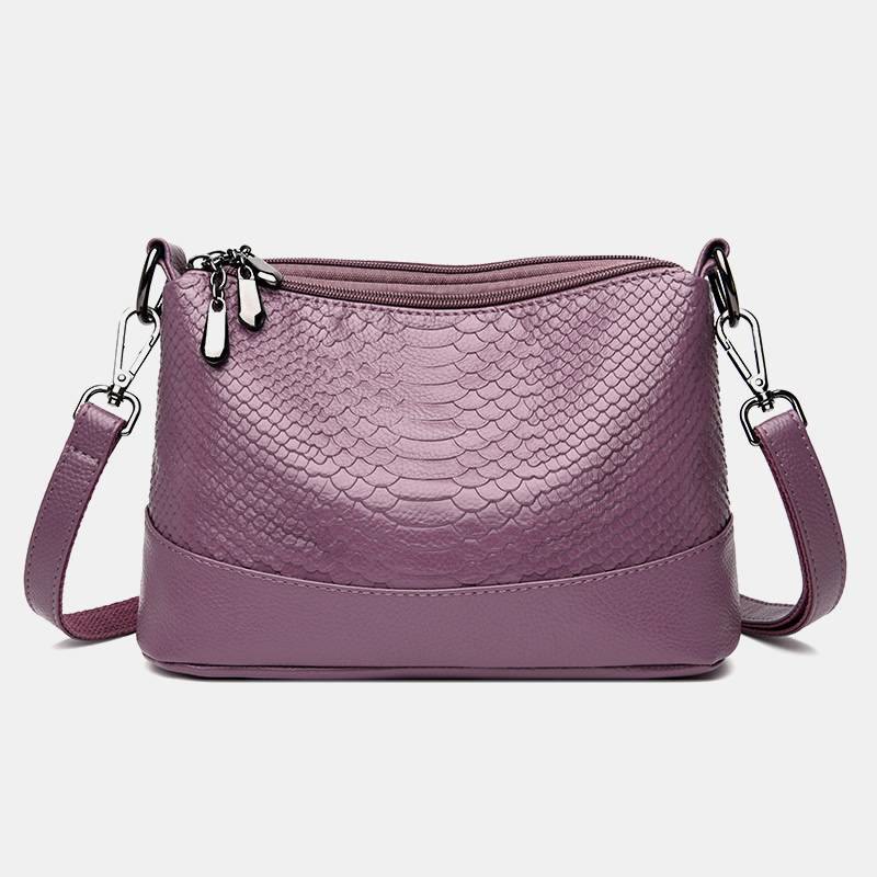 Triple Compartment Crossbody Bag for Women Vegan Leather Bucket Bag