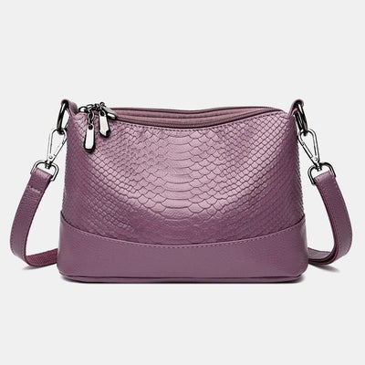 Triple Compartment Crossbody Bag for Women Vegan Leather Bucket Bag