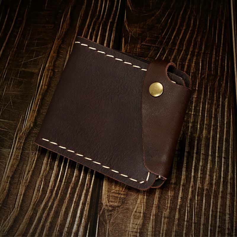 Retro Leather Wallet for Men Women Bifold Handmade Front Pocket Wallet