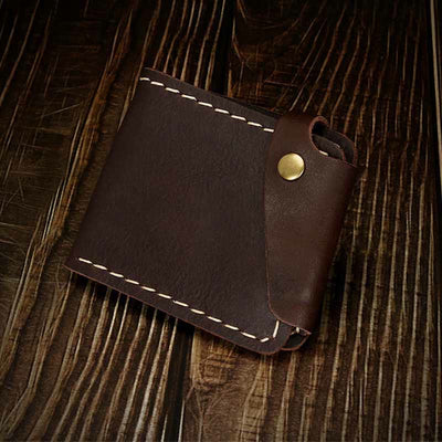Retro Leather Wallet for Men Women Bifold Handmade Front Pocket Wallet