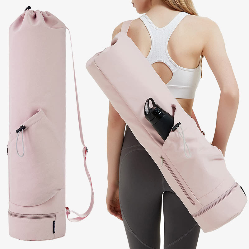 Large Capacity Yoga Mat Bag with Dry Wet Depart Pocket Bottle Holder