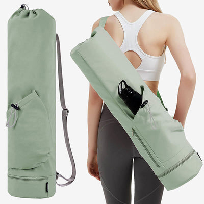 Large Capacity Yoga Mat Bag with Dry Wet Depart Pocket Bottle Holder