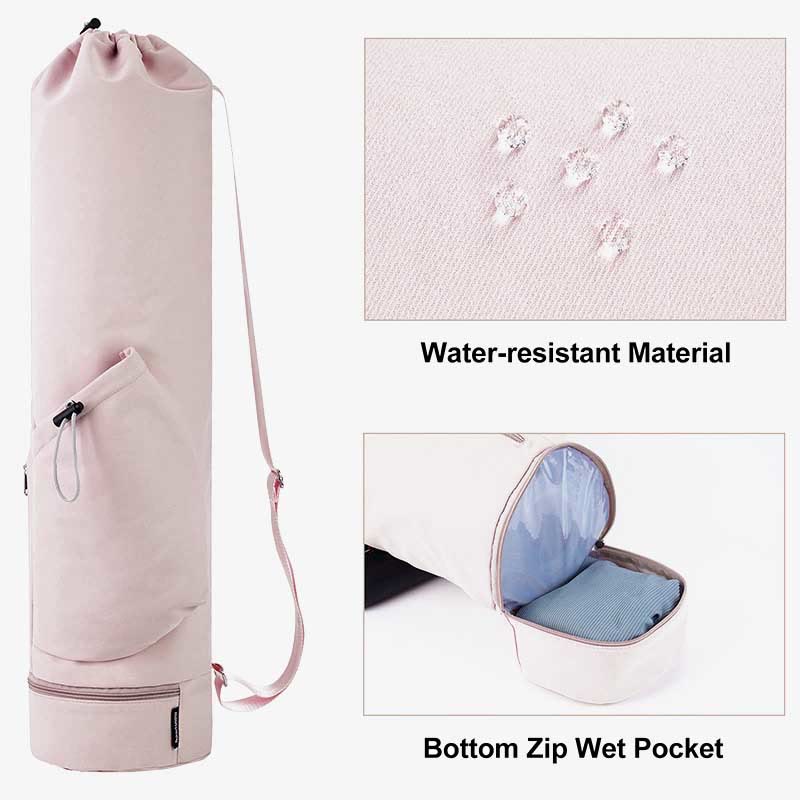 Large Capacity Yoga Mat Bag with Dry Wet Depart Pocket Bottle Holder