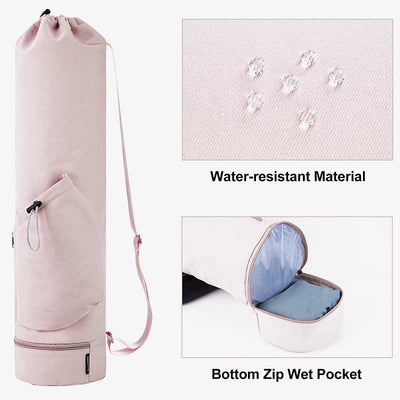 Large Capacity Yoga Mat Bag with Dry Wet Depart Pocket Bottle Holder
