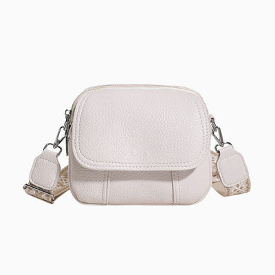 Vegan Leather Crossbody Bag for Women Medium Size Wide Strap Shoulder Purse