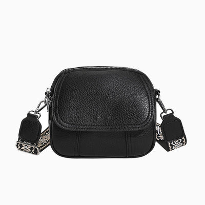 Vegan Leather Crossbody Bag for Women Medium Size Wide Strap Shoulder Purse