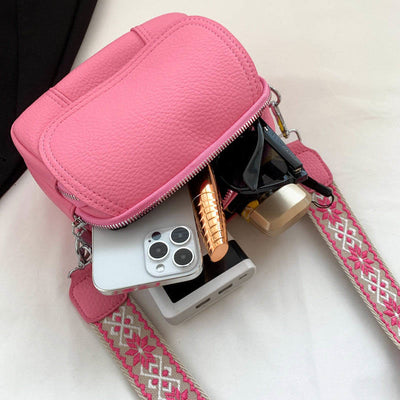 Vegan Leather Crossbody Bag for Women Medium Size Wide Strap Shoulder Purse