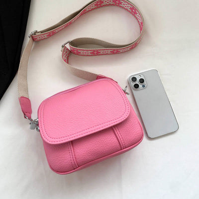 Vegan Leather Crossbody Bag for Women Medium Size Wide Strap Shoulder Purse