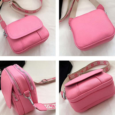 Vegan Leather Crossbody Bag for Women Medium Size Wide Strap Shoulder Purse
