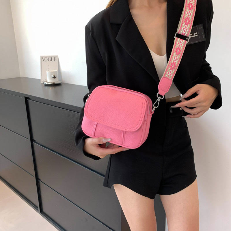 Vegan Leather Crossbody Bag for Women Medium Size Wide Strap Shoulder Purse