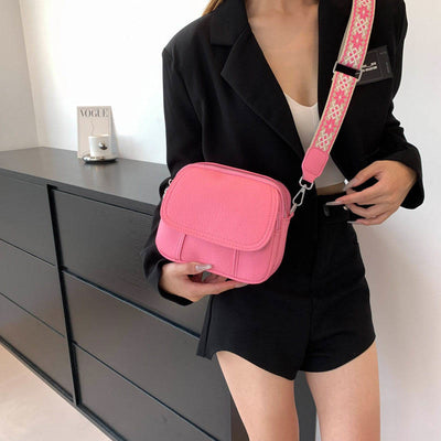 Vegan Leather Crossbody Bag for Women Medium Size Wide Strap Shoulder Purse