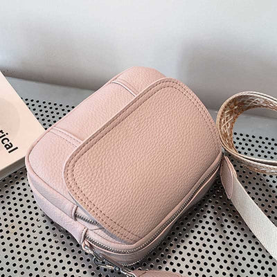 Vegan Leather Crossbody Bag for Women Medium Size Wide Strap Shoulder Purse