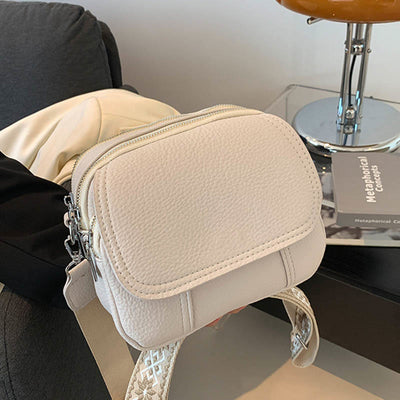 Vegan Leather Crossbody Bag for Women Medium Size Wide Strap Shoulder Purse