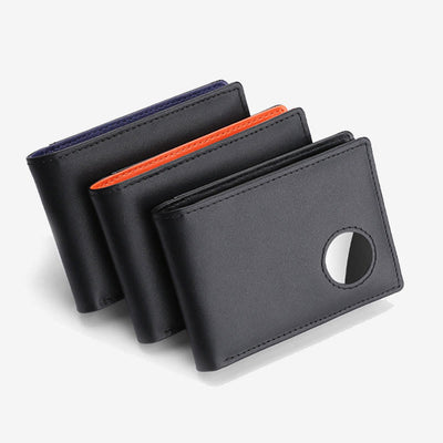 Anti-theft RFID Blocking Leather Front Pocket Wallet with Airtag Holder
