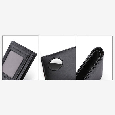 Anti-theft RFID Blocking Leather Front Pocket Wallet with Airtag Holder