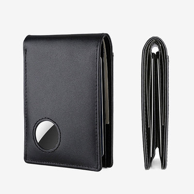 Anti-theft RFID Blocking Leather Front Pocket Wallet with Airtag Holder