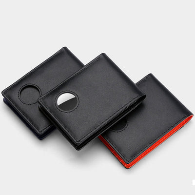 Anti-theft RFID Blocking Leather Front Pocket Wallet with Airtag Holder