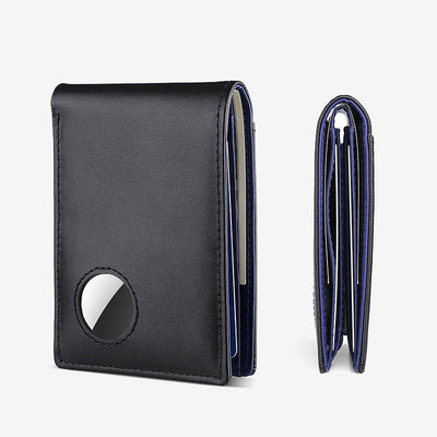 Anti-theft RFID Blocking Leather Front Pocket Wallet with Airtag Holder