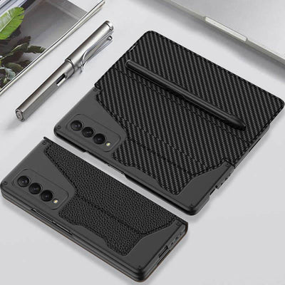 Leather Wallet Case For Galaxy Z Fold 3/4 With Removable S Pen Holder Kickstand