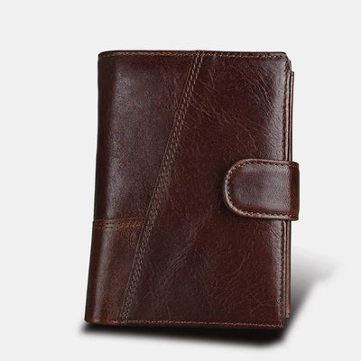 RFID Genuine Leather Card Holder Trifold Wallet