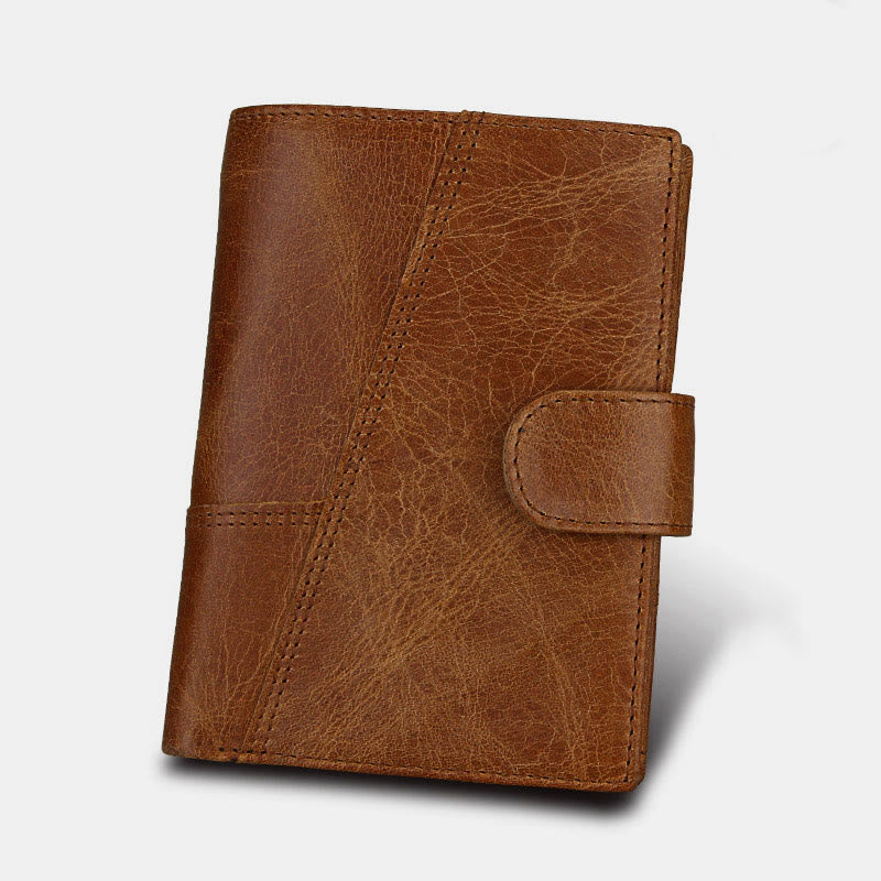 RFID Genuine Leather Card Holder Trifold Wallet