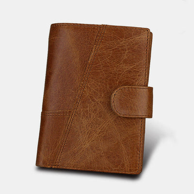 RFID Genuine Leather Card Holder Trifold Wallet