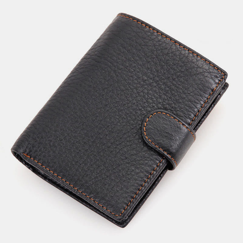 RFID Genuine Leather Card Holder Trifold Wallet