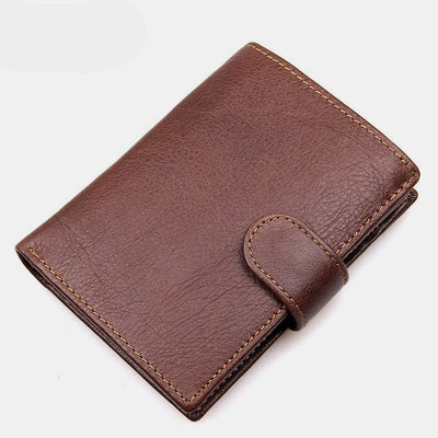 RFID Genuine Leather Card Holder Trifold Wallet