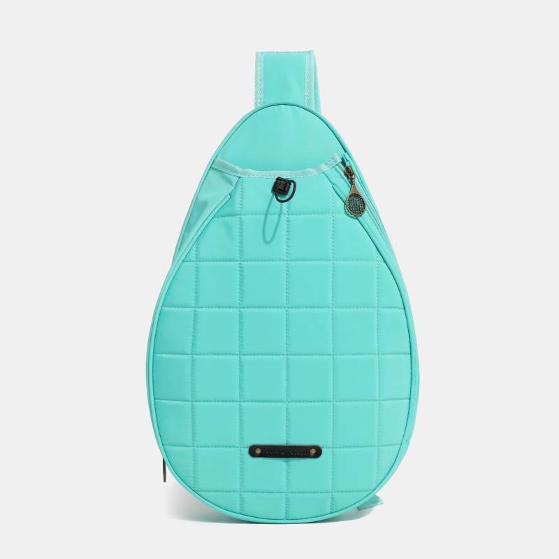 Racket Bag For Women Plaid Pattern Waterproof Polyester Crossbody Bag