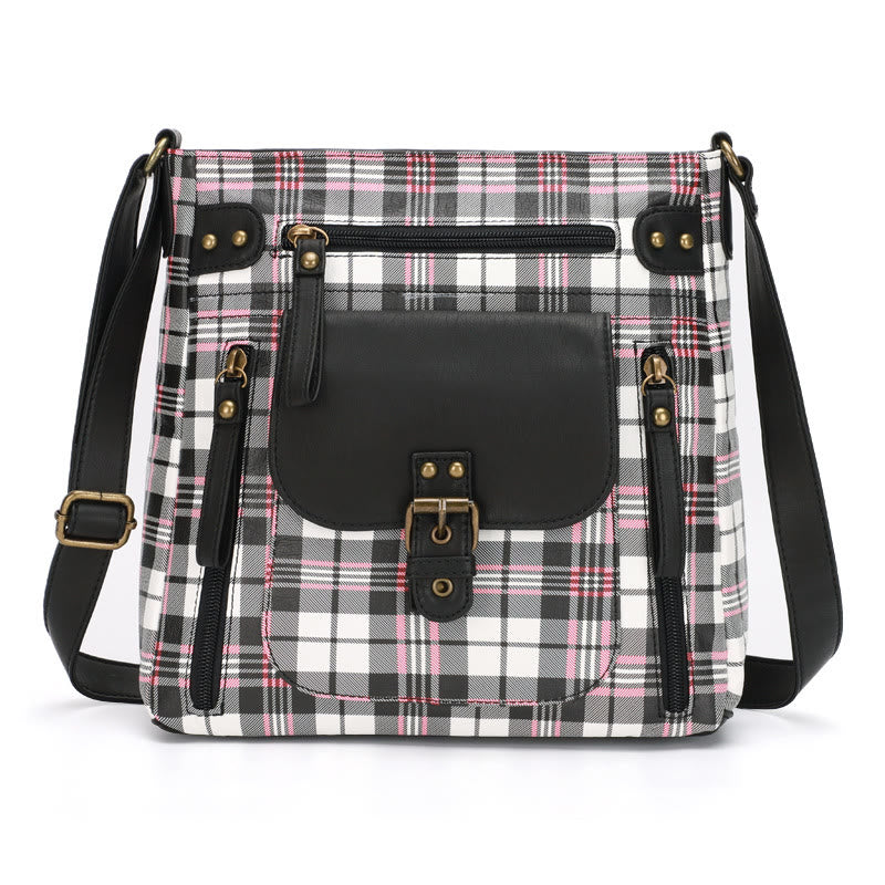 Retro Soft Washed Leather Multi Pocket Crossbody Bags for Women Lady