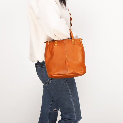 Handmade Tote Bag For Women Elegant Retro Soft Leather Bag