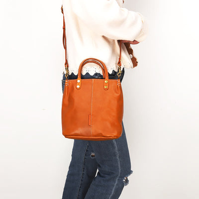 Handmade Tote Bag For Women Elegant Retro Soft Leather Bag