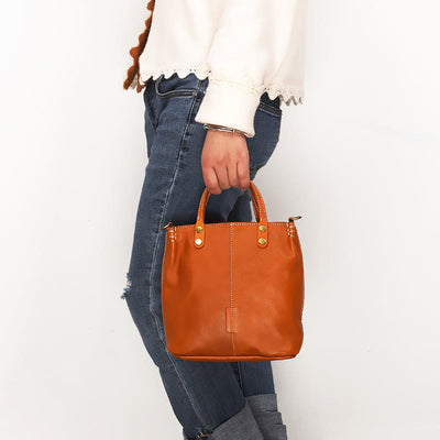 Handmade Tote Bag For Women Elegant Retro Soft Leather Bag