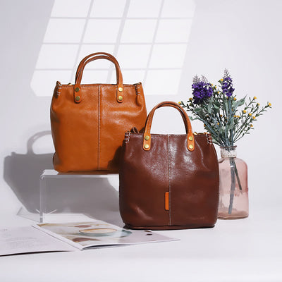 Handmade Tote Bag For Women Elegant Retro Soft Leather Bag