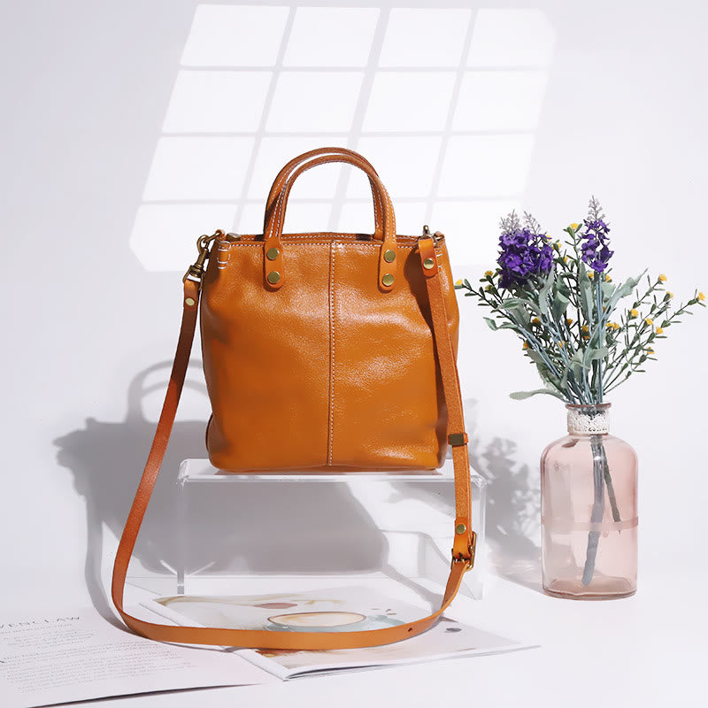 Handmade Tote Bag For Women Elegant Retro Soft Leather Bag
