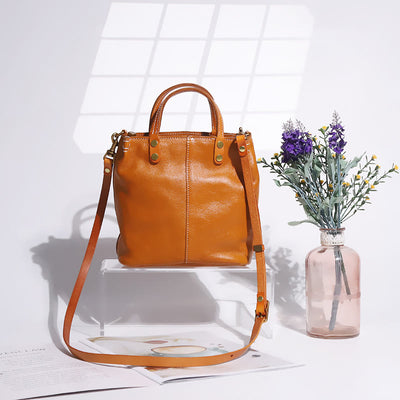 Handmade Tote Bag For Women Elegant Retro Soft Leather Bag