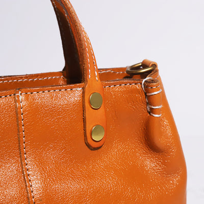 Handmade Tote Bag For Women Elegant Retro Soft Leather Bag